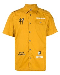 Chemise à manches courtes imprimée jaune Undercover