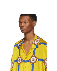 Chemise à manches courtes imprimée jaune Gucci