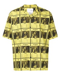 Chemise à manches courtes imprimée jaune Yoshiokubo