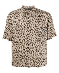 Chemise à manches courtes imprimée léopard beige Palm Angels