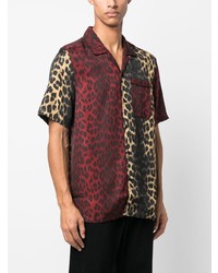 Chemise à manches courtes imprimée léopard bordeaux Ksubi