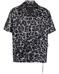 Chemise à manches courtes imprimée léopard gris foncé Mastermind Japan
