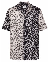 Chemise à manches courtes imprimée léopard grise Ksubi