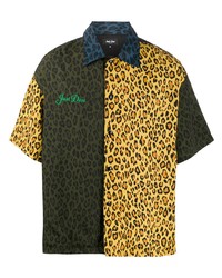 Chemise à manches courtes imprimée léopard jaune Just Don