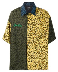 Chemise à manches courtes imprimée léopard jaune Just Don