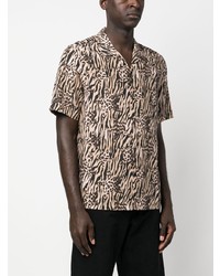 Chemise à manches courtes imprimée léopard marron clair Ksubi