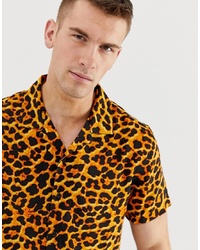 Chemise à manches courtes imprimée léopard marron clair Brave Soul