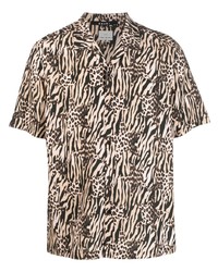 Chemise à manches courtes imprimée léopard marron clair Ksubi