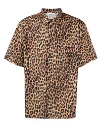 Chemise à manches courtes imprimée léopard marron clair Laneus