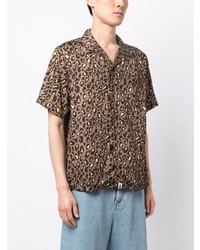 Chemise à manches courtes imprimée léopard marron clair A Bathing Ape
