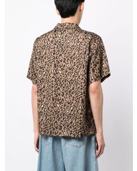 Chemise à manches courtes imprimée léopard marron clair A Bathing Ape