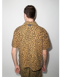 Chemise à manches courtes imprimée léopard marron clair Vision Street Wear
