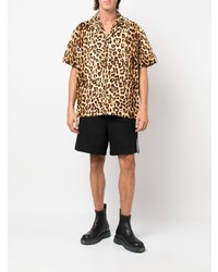 Chemise à manches courtes imprimée léopard marron clair Mastermind World