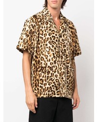 Chemise à manches courtes imprimée léopard marron clair Mastermind World