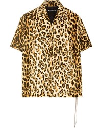 Chemise à manches courtes imprimée léopard marron clair Mastermind Japan