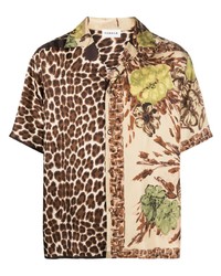 Chemise à manches courtes imprimée léopard marron clair P.A.R.O.S.H.
