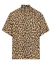 Chemise à manches courtes imprimée léopard marron clair Wacko Maria
