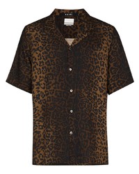 Chemise à manches courtes imprimée léopard marron foncé Ksubi