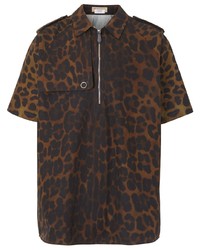 Chemise à manches courtes imprimée léopard marron Burberry
