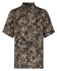 Chemise à manches courtes imprimée léopard marron Ksubi