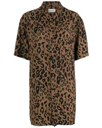 Chemise à manches courtes imprimée léopard marron OSKLEN