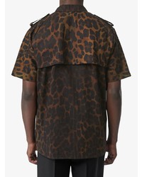 Chemise à manches courtes imprimée léopard marron Burberry