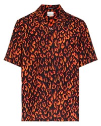 Chemise à manches courtes imprimée léopard noire Ksubi