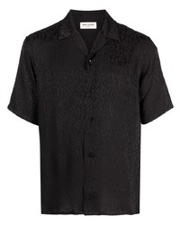 Chemise à manches courtes imprimée léopard noire Saint Laurent