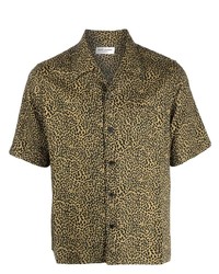 Chemise à manches courtes imprimée léopard olive Saint Laurent
