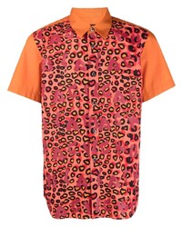 Chemise à manches courtes imprimée léopard orange Black Comme Des Garçons