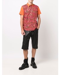 Chemise à manches courtes imprimée léopard orange Black Comme Des Garçons