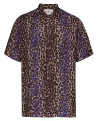 Chemise à manches courtes imprimée léopard pourpre foncé Wacko Maria