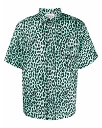 Chemise à manches courtes imprimée léopard vert menthe Laneus