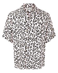 Chemise à manches courtes imprimée léopard violet clair