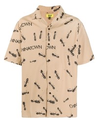 Chemise à manches courtes imprimée marron clair Chinatown Market
