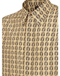 Chemise à manches courtes imprimée marron clair Fendi