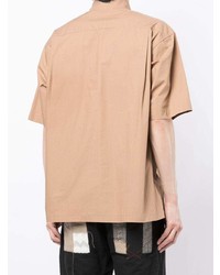 Chemise à manches courtes imprimée marron clair Yoshiokubo