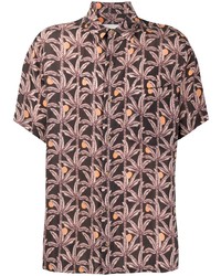 Chemise à manches courtes imprimée marron foncé Nanushka