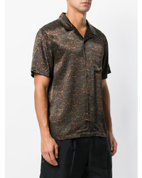 Chemise à manches courtes imprimée marron foncé Stussy