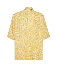Chemise à manches courtes imprimée moutarde Fendi
