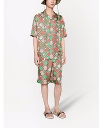 Chemise à manches courtes imprimée multicolore Gucci