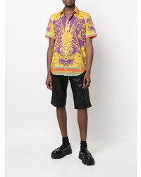 Chemise à manches courtes imprimée multicolore Versace