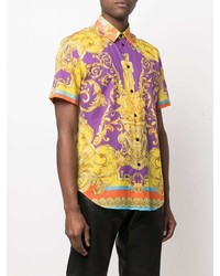 Chemise à manches courtes imprimée multicolore Versace