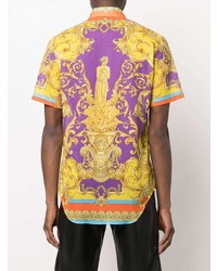 Chemise à manches courtes imprimée multicolore Versace