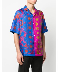 Chemise à manches courtes imprimée multicolore Versace