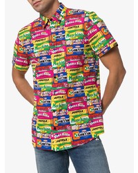 Chemise à manches courtes imprimée multicolore Moschino