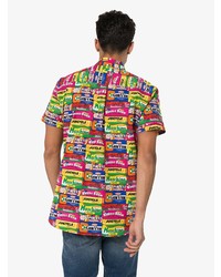 Chemise à manches courtes imprimée multicolore Moschino