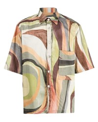 Chemise à manches courtes imprimée multicolore Costumein