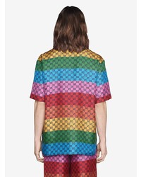 Chemise à manches courtes imprimée multicolore Gucci