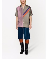 Chemise à manches courtes imprimée multicolore Gucci